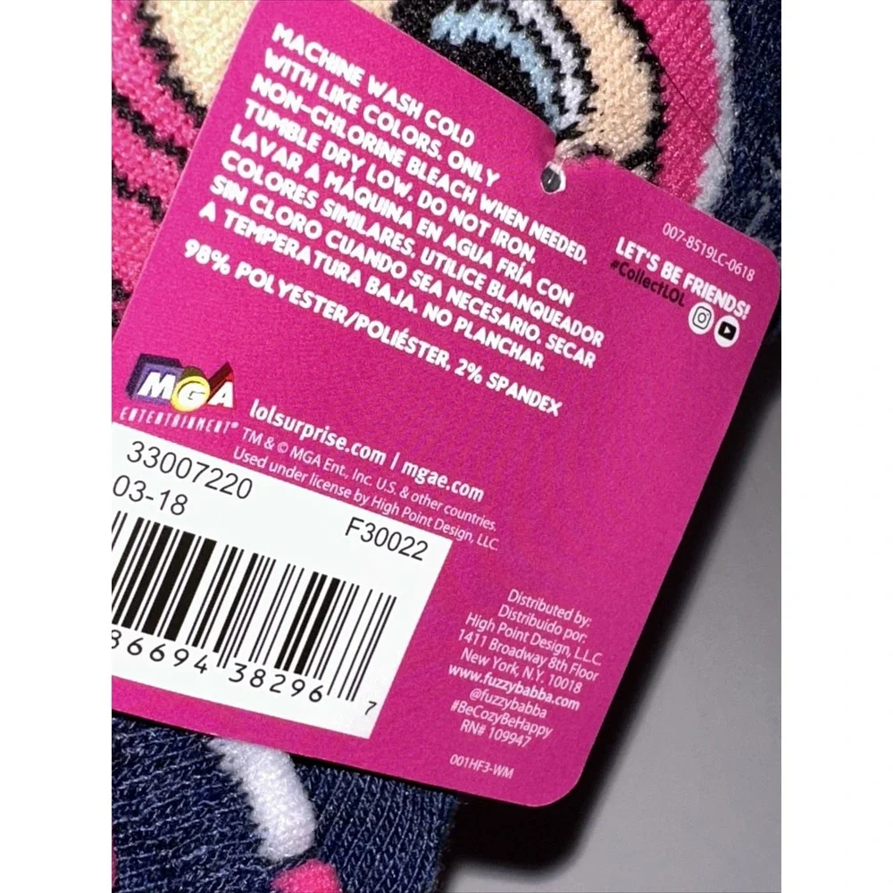 LOL Surprise Girls No-Show Socks 5 Pair Pack Navy Purple Stars Size S 6-10.5‎
